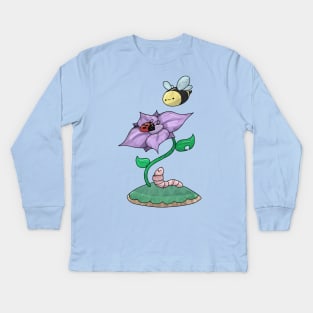 Garden Flower and Cute Critters Kids Long Sleeve T-Shirt